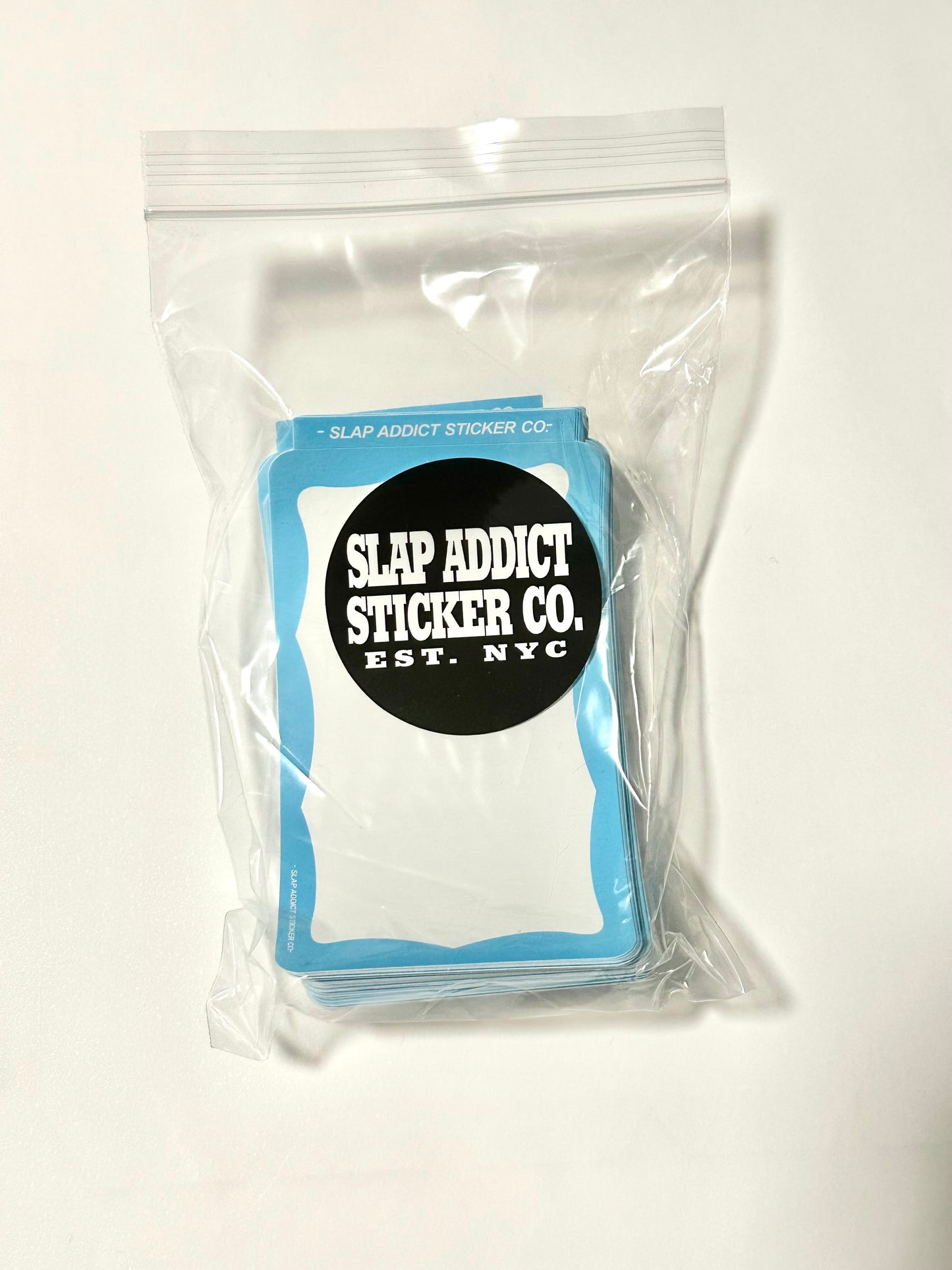 Baby Blue Border Eggshell Sticker 100 Pack