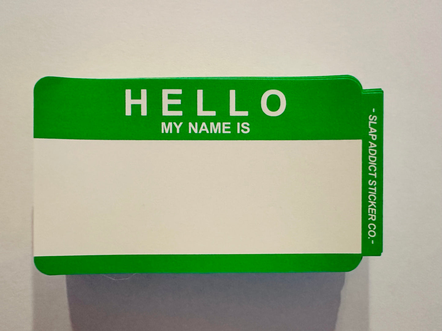 Green Hello My Name Is Eggshell Sticker 100 Pack