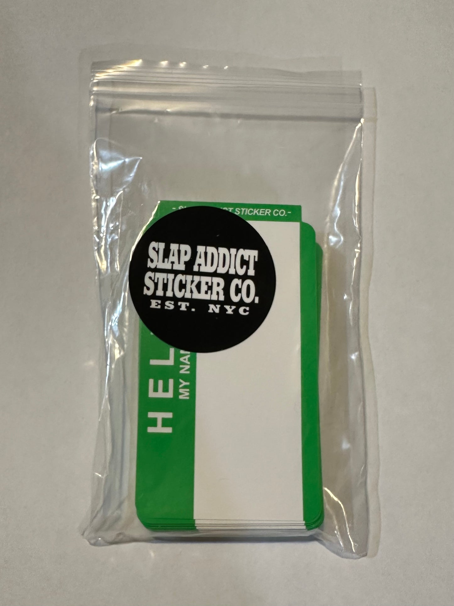 Green Hello My Name Is Eggshell Sticker 100 Pack