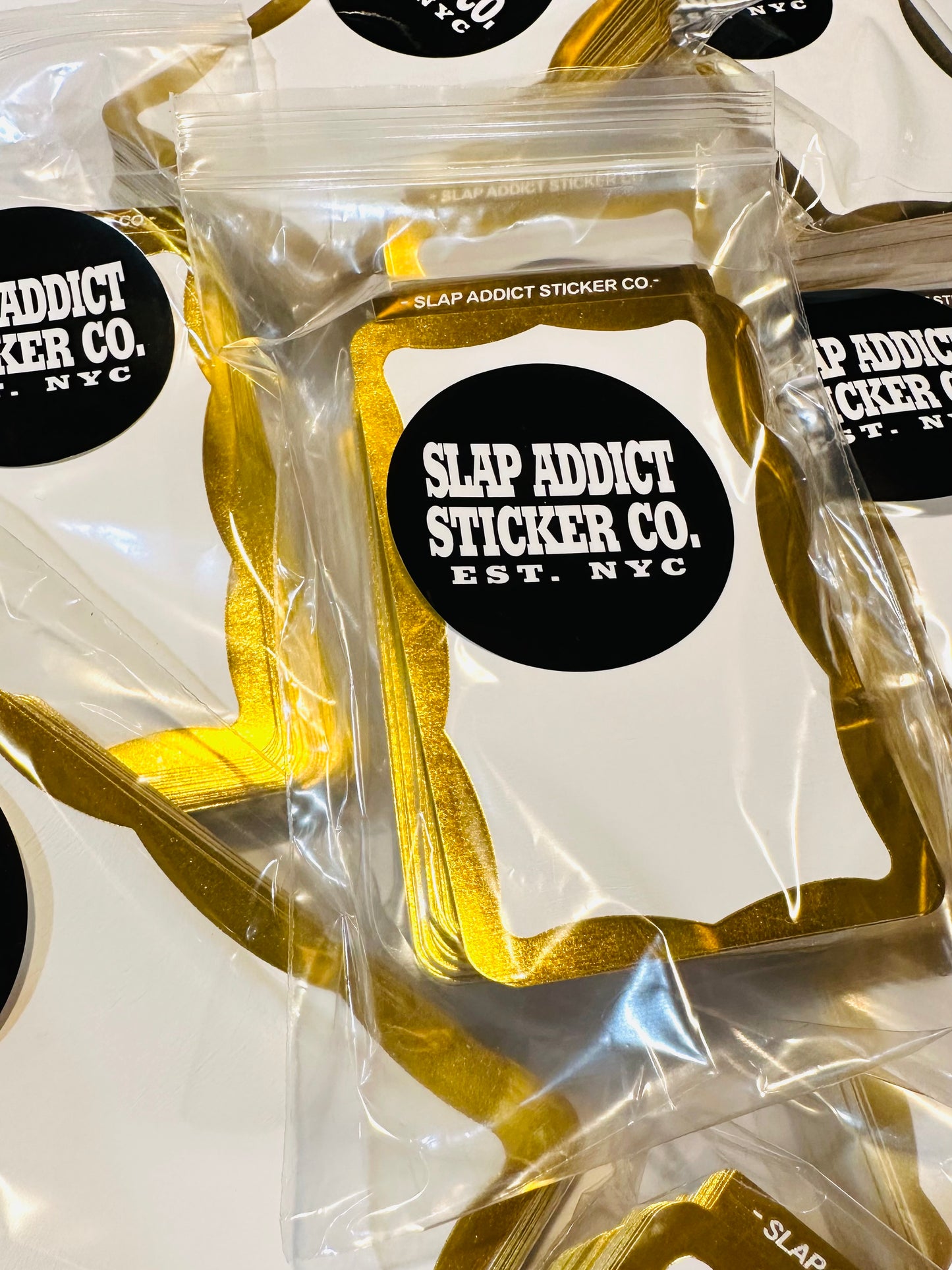 Gold Border Holographic Eggshell Sticker 100 Pack