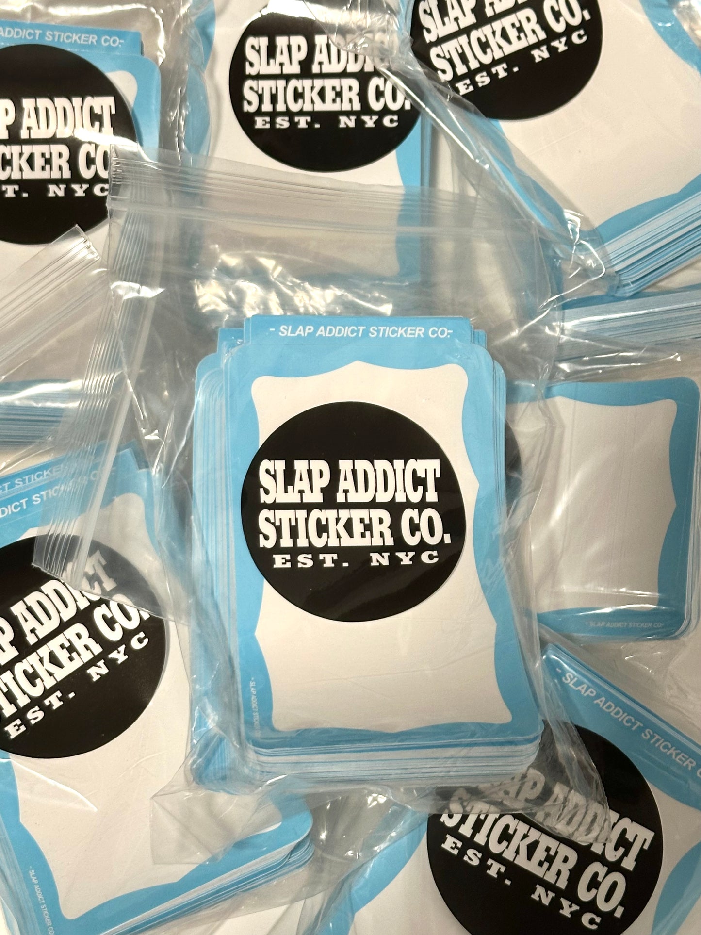Baby Blue Border Eggshell Sticker 100 Pack